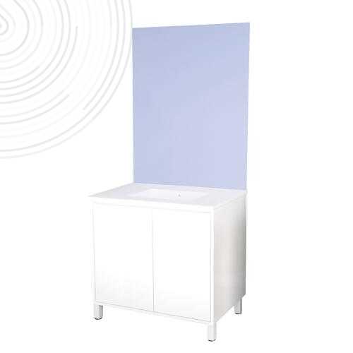 Meuble à poser ODESSA avec miroir Affl - Larg. 80cm - Coloris Blanc - 1 vasque