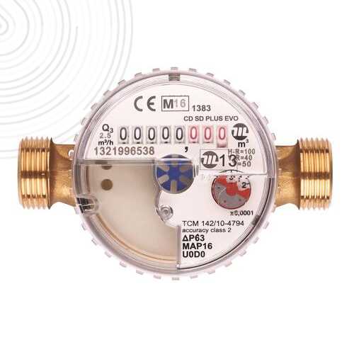 Compteur d'eau divisionnaire - Eau froide - 8 rouleaux - Calibre 15 - Mâle 3/4