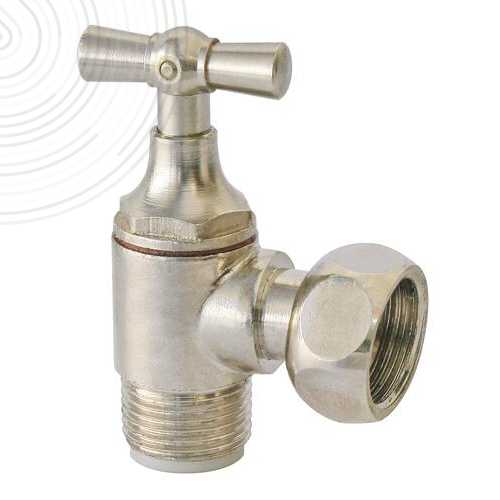 Robinet d'arrêt équerre pour WC - 3/8" - Tête à clapet - Laiton nickelé