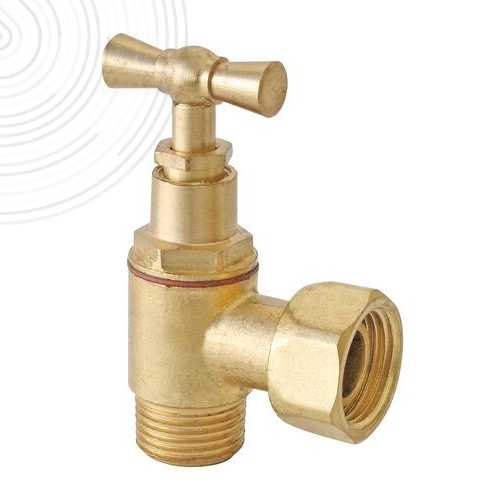 Robinet d'arrêt équerre à presse étoupe pour WC - 3/8" - Tête à clapet - brut