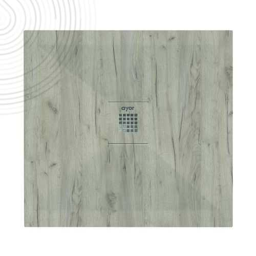 Receveur de douche résine de synthèse RECEA - Texture immitation bois - 80x80cm