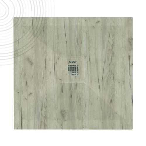 Receveur RECEA - 90x90cm - Résine - Nature bois - Extra-plat - Certifié PN24