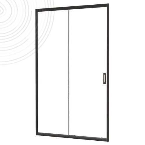 Paroi de douche, longueur 140 cm, porte coulissante profilés noires Concept'o