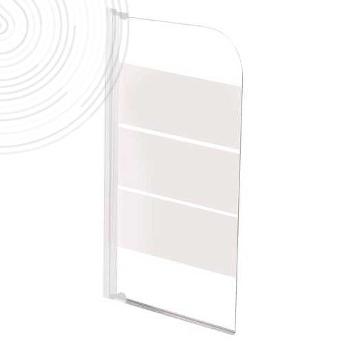 Pare-baignoire MISSI avec 1 Volet - 140x80cm - Verre 4mm - 3 bandes blanches