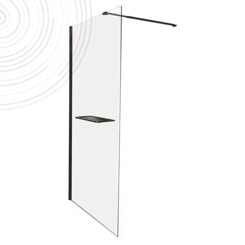 Paroi de douche VERSUS - Ecran Fixe 90 cm - Verre Transp. 8mm - Profilé Noir