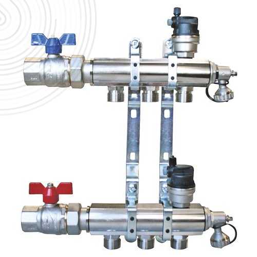 Ensemble de 2 collecteurs pour radiateurs - FF 26/34 M 3/4ek - 3 dérivations