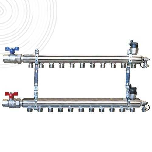 Ensemble de 2 collecteurs pour radiateurs - FF 26/34 M 3/4ek - 11 dérivations