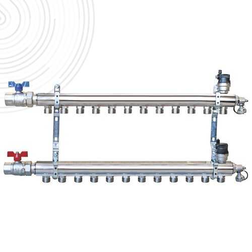 Ensemble de 2 collecteurs pour radiateurs - FF 26/34 M 3/4ek - 12 dérivations