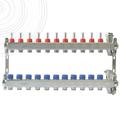 Ensemble complet de 2 collecteurs inox pour Plancher Chauffant - 11 départs