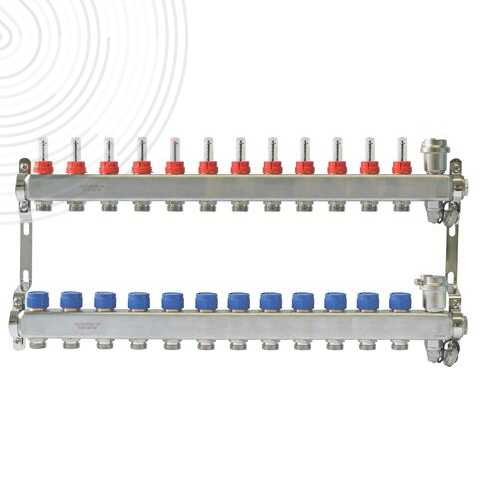 Ensemble complet de 2 collecteurs inox pour Plancher Chauffant - 12 départs