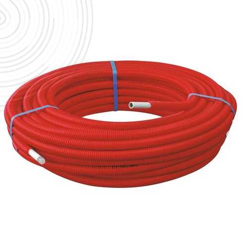 Tube multicouche - Pré-gainé simple Ø25x2,5mm - Couronne 50m - Rouge - ACS - NF