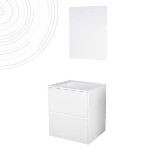 Meuble KARINA avec miroir suspendus - Largeur 60cm - Blanc - 2 tiroirs