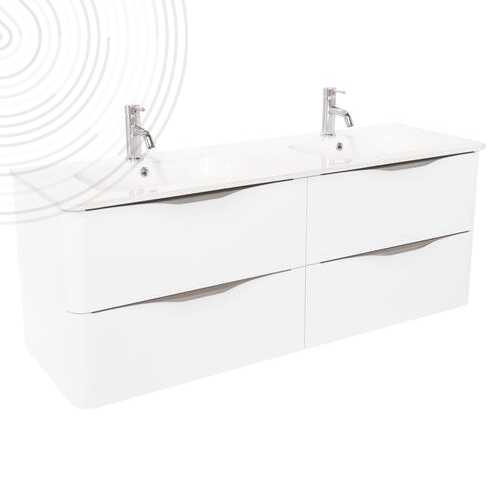 Meuble suspendu MANNAR - Largeur 140cm - Blanc laqué