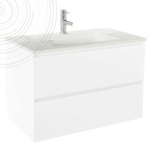 Meuble Susp. PANADURA - Larg. 60 cm - Coloris Blanc Mat - 2 tiroirs  - 1 vasque