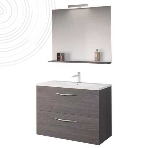 Meuble Complet DUBAÏ avec miroir suspendus - Larg. 70 cm - Coloris Gris