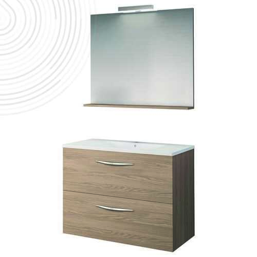 Meuble Complet DUBAÏ avec miroir suspendus - Larg. 70 cm - Coloris Cérusé