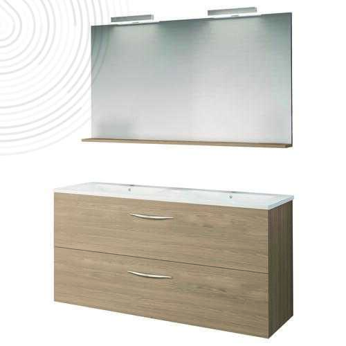 Meuble Complet DUBAÏ avec miroir suspendus - Larg. 120 cm - Coloris Cérusé