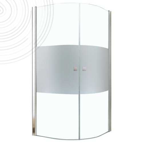 Paroi de douche 90 cm, quart de cercle verre transparent avec bande givrée
