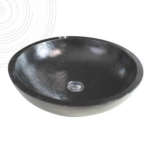 Vasque timbre à poser ronde - Ø44cm x Prof. 13cm - Terrazo, couleur noire