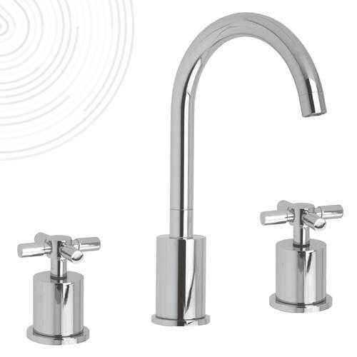 Mélangeur lavabo 3 trous Rond'O - Bec haut et orientable - Aérateur anticalcaire