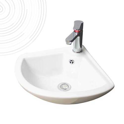 Lave-mains d'angle à suspendre forme arrondie - Larg. 33cm - 1 vasque céramique