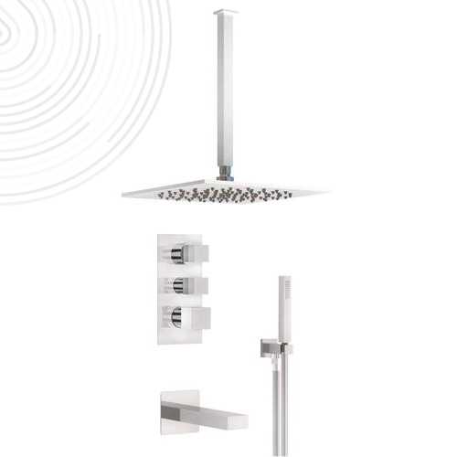 Mitigeur Thermostatique encastré 3 voies Cuadr'o - Inverseur Bain/Douche - ROLF