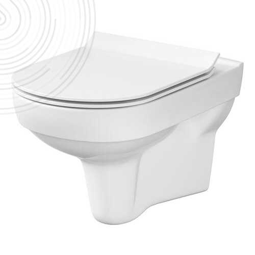 Cuvette suspendue design sans bride, avec abattant extra-plat