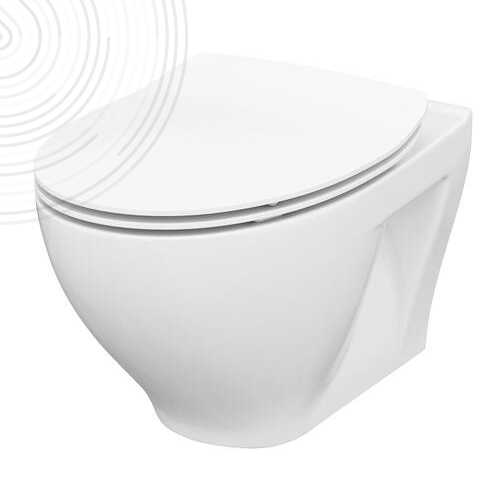 Cuvette suspendue design sans bride, avec abattant extra-plat