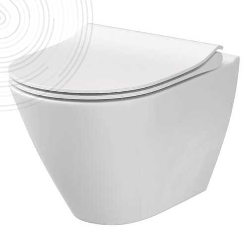 Cuvette suspendue design carénée sans bride, avec abattant extra-plat