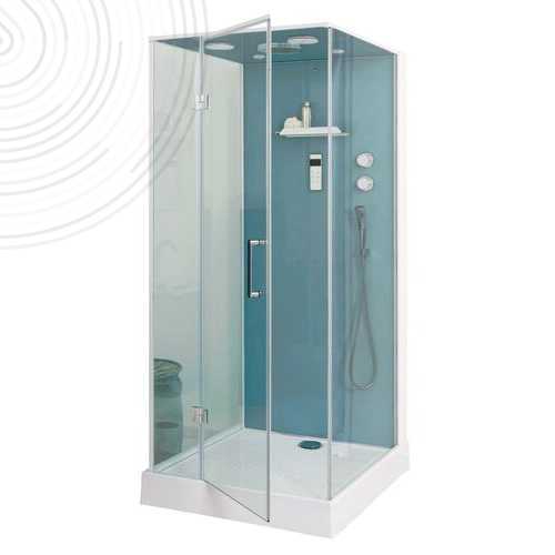 Cabine de douche avec toit Flore - 100x90cm - Accès de face - ELMER