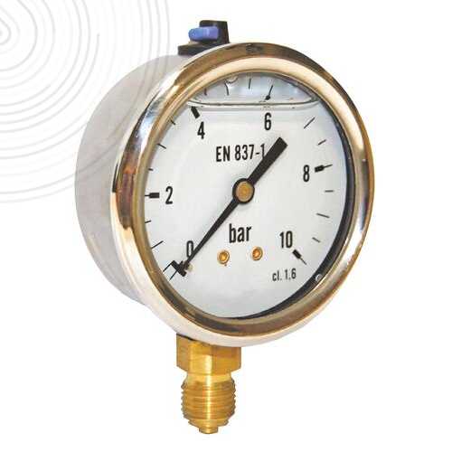 Manomètre à bain de glycérine radial - Diamètre du cadran : 63 mm - 0 à 4 bars