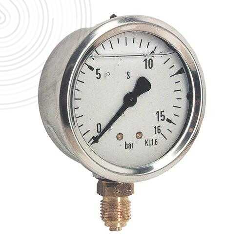 Manomètre à bain de glycérine radial - Diamètre du cadran : 63 mm - 0 à 16 bars