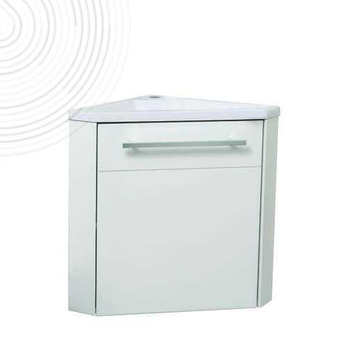 Meuble Lave-mains d'angle CUZCO Susp - Larg. 40 cm - Blanc Laqué - 1 porte