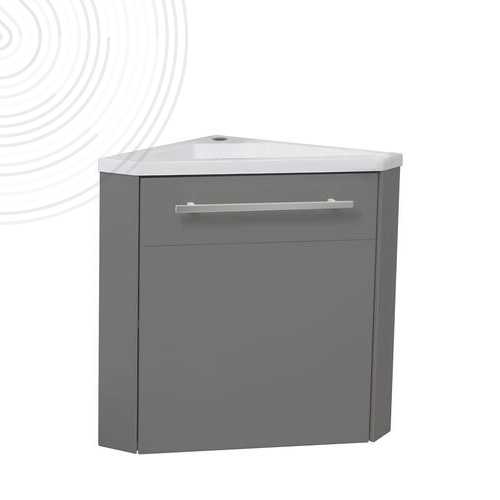 Meuble lave-mains d'angle CUZCO suspendu - Largeur 40cm - Gris - 1 porte