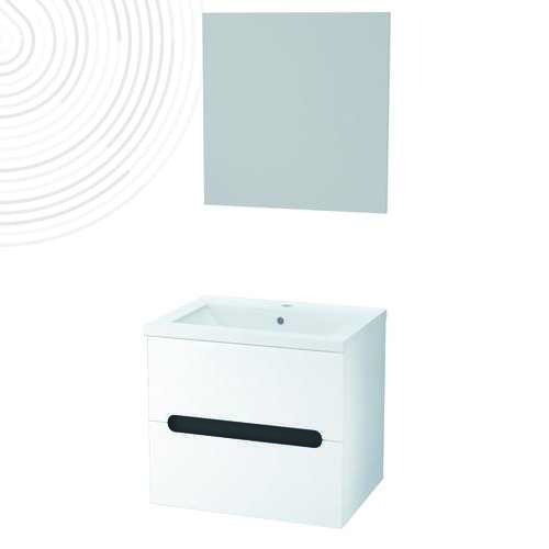 Meuble DELHI avec miroir suspendus - Largeur 60cm - Coloris laqué blanc