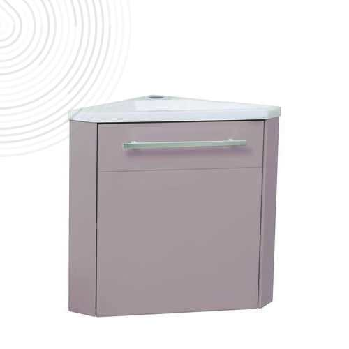 Meuble lave-mains d'angle CUZCO suspendu - Largeur 40cm - Taupe - 1 porte