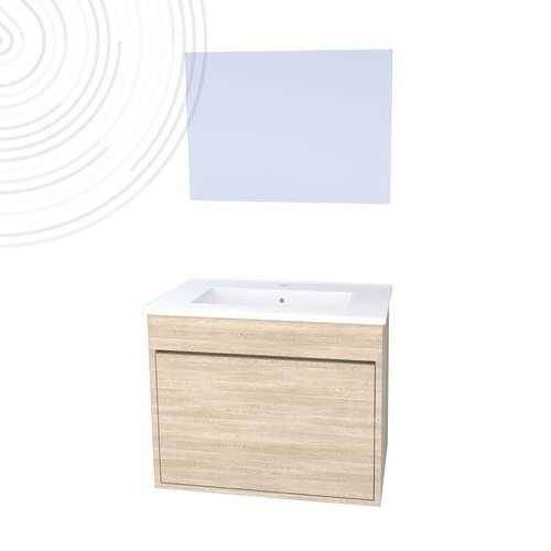 Meuble à suspendre et miroir HANOI - Largeur 60cm - Finition Orme clair