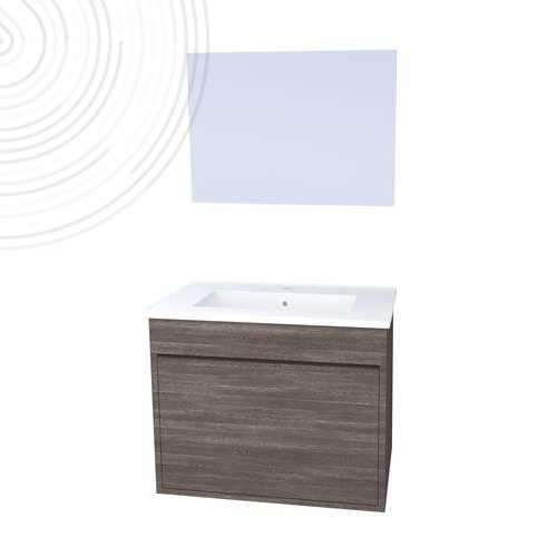Meuble à suspendre et miroir HANOI - Largeur 60cm - Finition Chêne gris