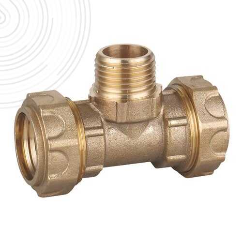 Raccord laiton Té Mâle 3/4" au centre Serrage Extérieur pour tube PE Ø25 mm