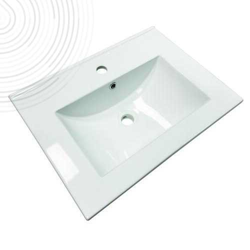 Plan céramique blanc collections DUBAÏ, NEW YORK - Larg. 61cm - 1 vasque