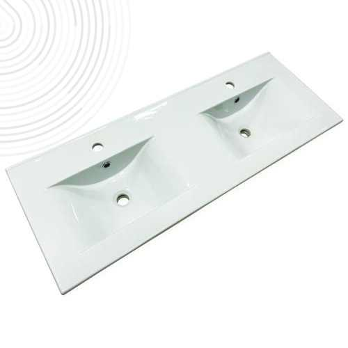 Plan céramique blanc collections BOSTON, DUBAÏ, NEW YORK - 121cm - 2 vasques