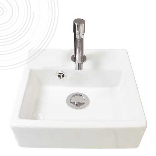 Lave-mains de face à suspendre forme carrée - Larg. 29cm - 1 vasque céramique