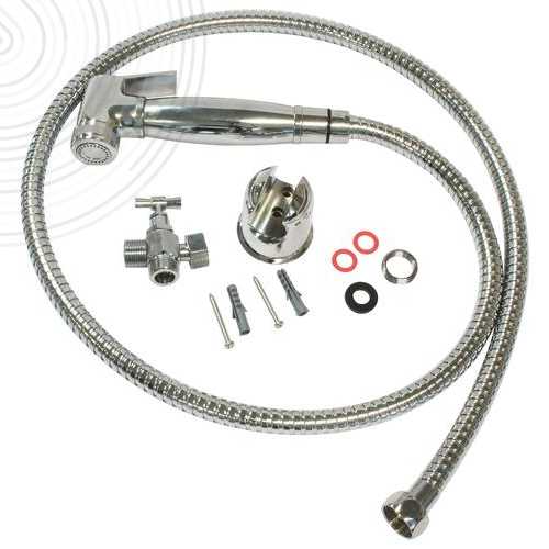 Kit hygiène WC : douchette laiton + flexible inox + raccord 3 voie +  support douchette SUPERB METAL