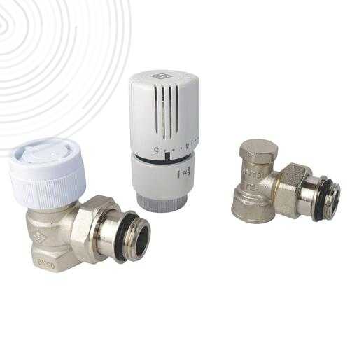 Kit équerre nickelé 1/2 : robinet thermostatique + coude de réglage